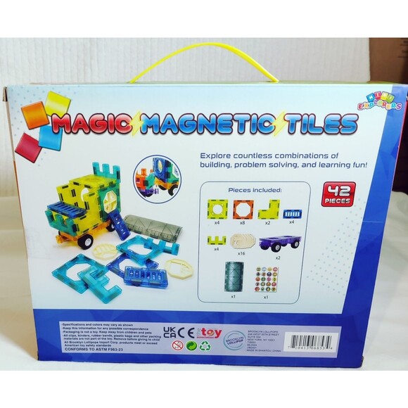 STEM Learning-Magic Magnetic, 42 Pc Tiles,  Ages 3+, Kids Building Toy NEW - Picture 4 of 11